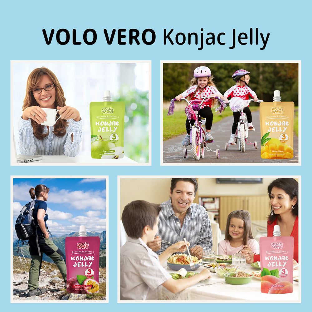 VOLO VERO pouch apoyado sobre superficie, destaque del envase portátil