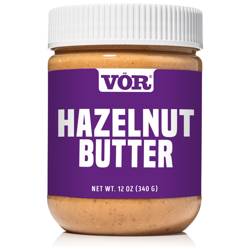 Vör envase frontal de hazelnut butter mostrando etiqueta clara y tamaño 12oz