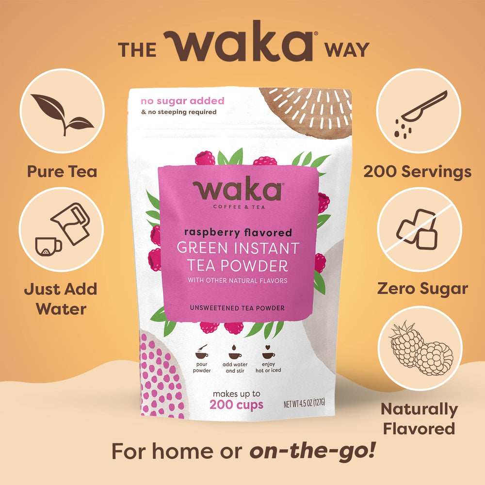 Waka Coffee taza con té mezclado demostrando preparación rápida