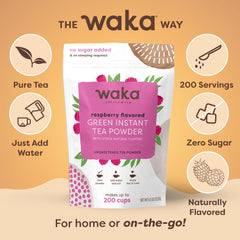 Waka Coffee taza con té mezclado demostrando preparación rápida