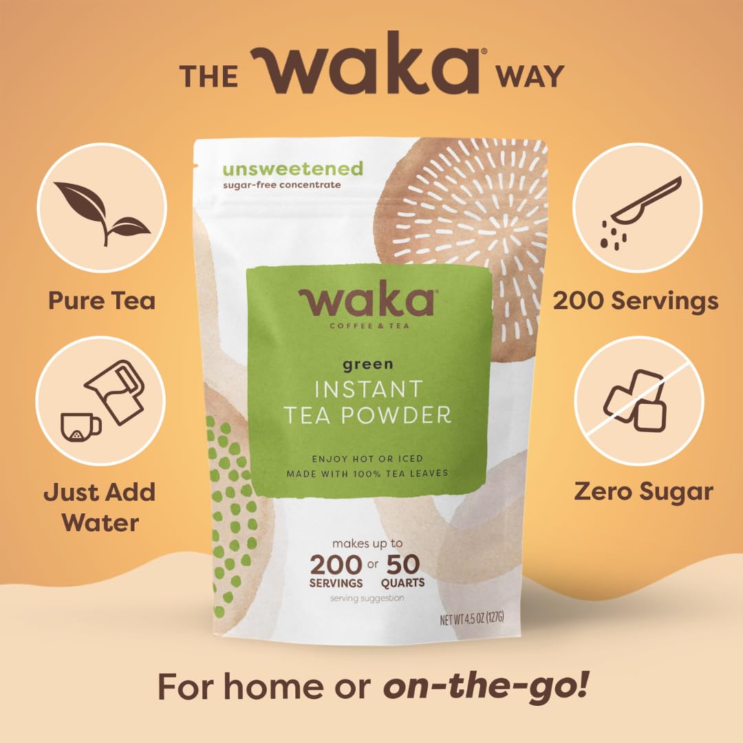 Waka polvo en cuchara para porción indicando rendimiento por taza