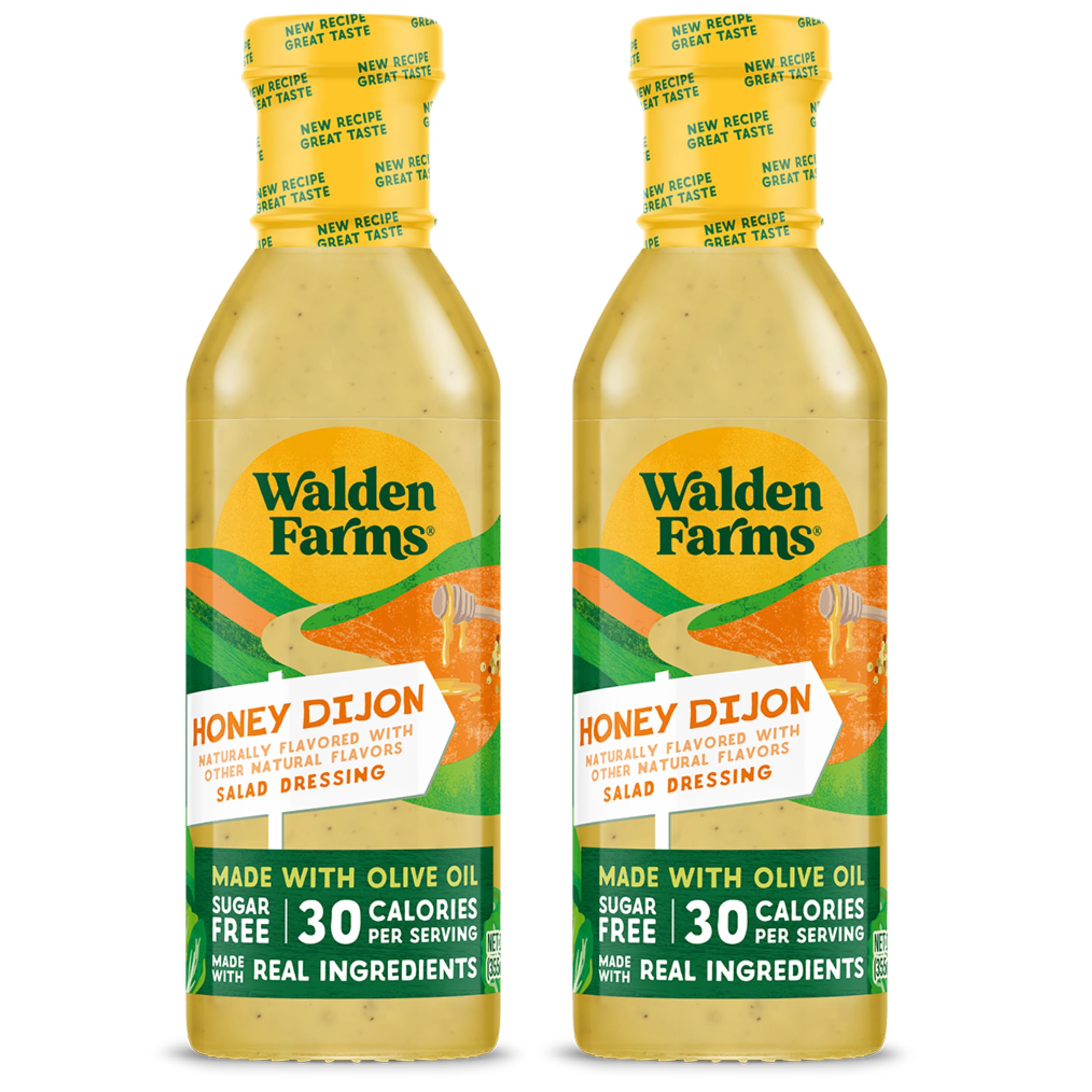 Walden Farms frontal de la botella mostrando diseño y tamaño del envase