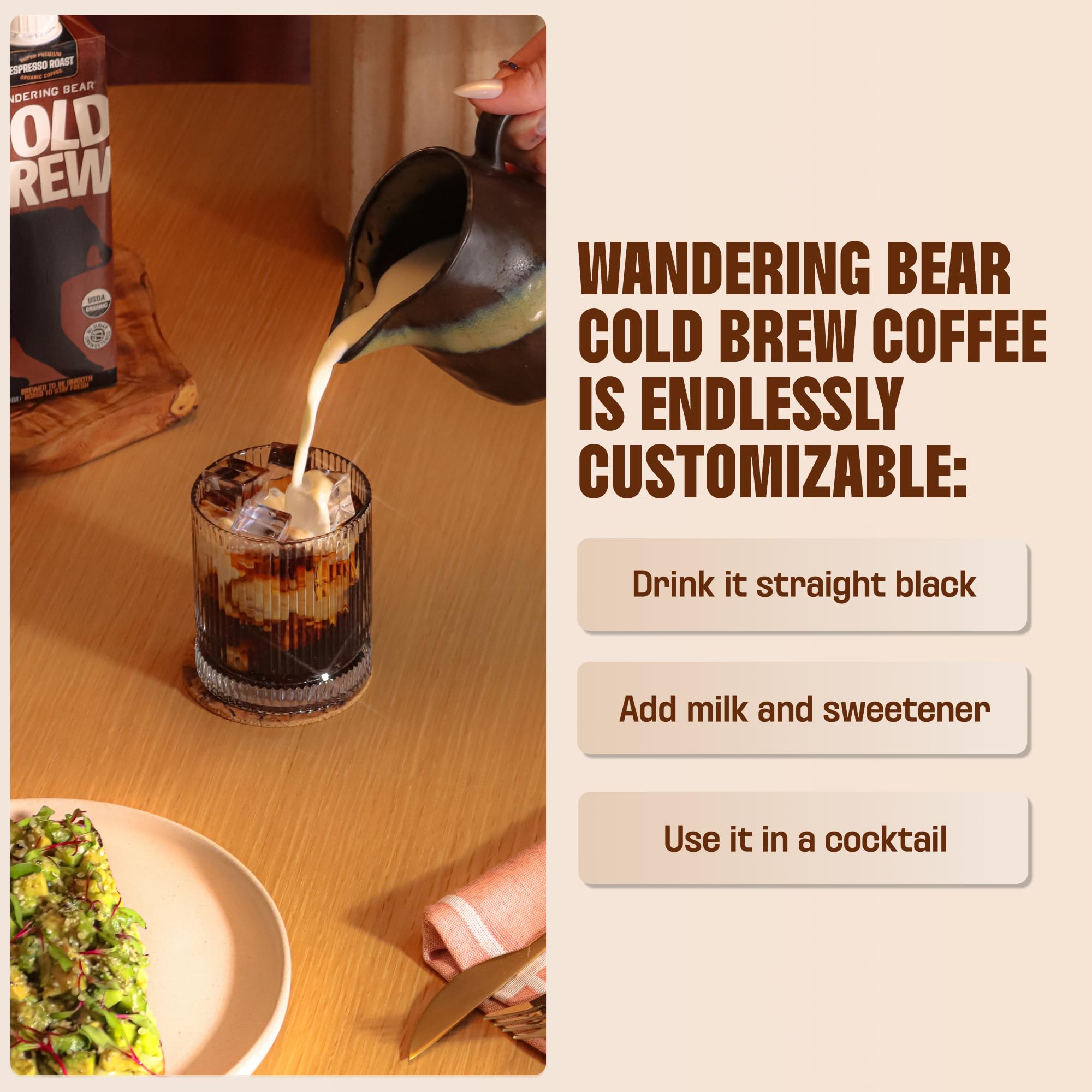 Wandering Bear envase junto a regla para ver tamaño y porciones útiles