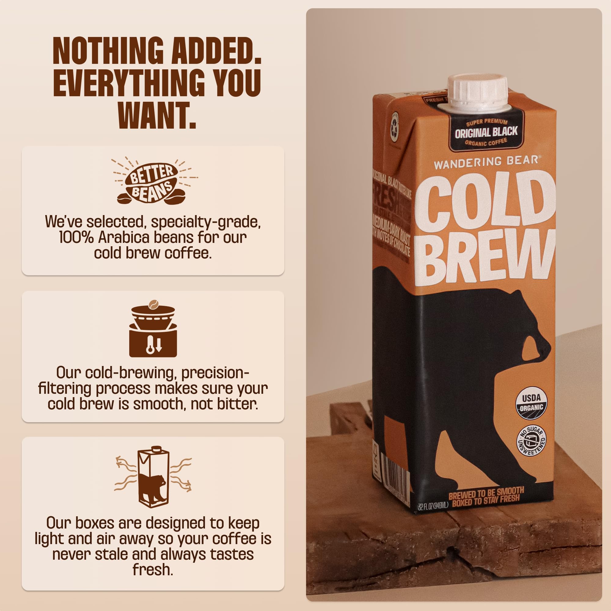 Wandering Bear primer plano del color y textura suave del cold brew