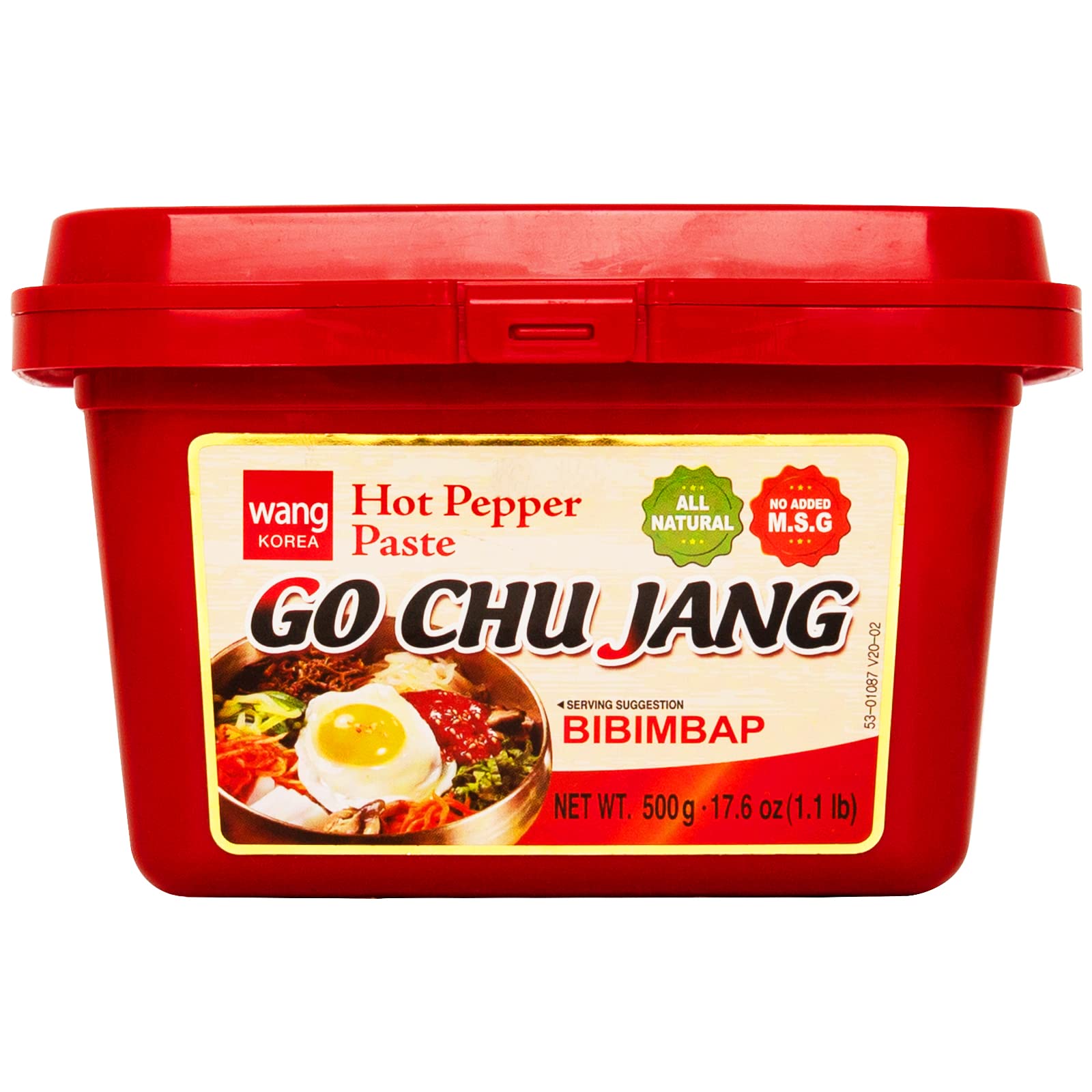 Wang envase frontal de gochujang mostrando la marca y la cantidad