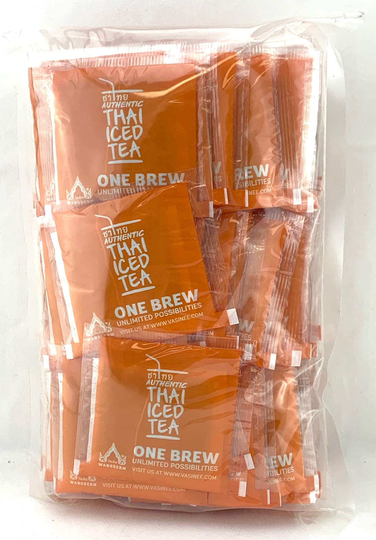 Wangderm té thai empaque frontal, práctico y auténtico para preparar té helado