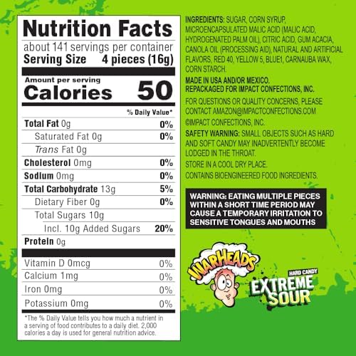 WARHEADS surtido abierto con cinco sabores visibles, útil para elegir preferencias