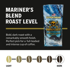 Warpath Coffee mano sujetando paquete, destaca portabilidad y conveniencia