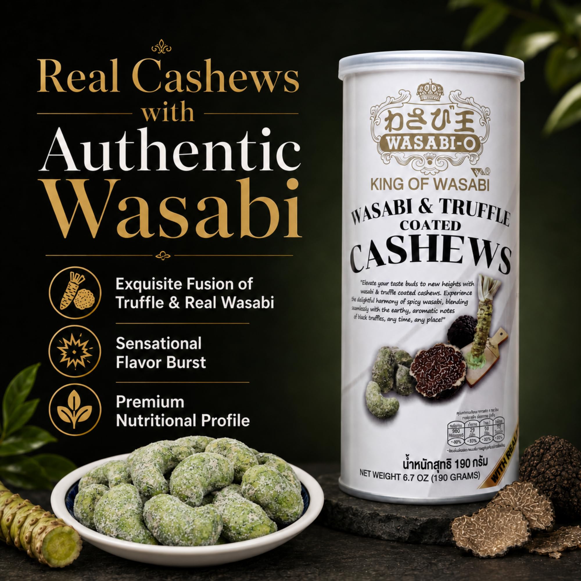 WASABI-O anacardos en bol listos para servir en reuniones