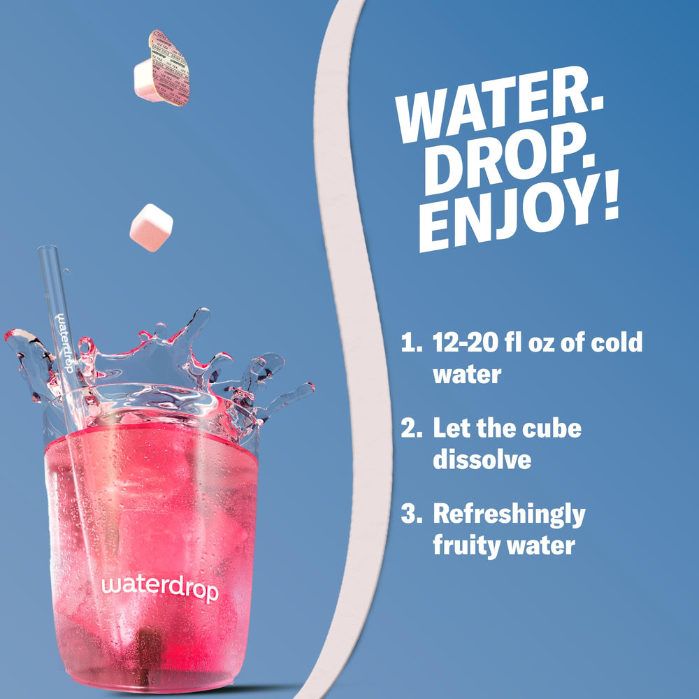 waterdrop MICRODRINK cubo en mano para comparar tamaño, formato compacto y portátil