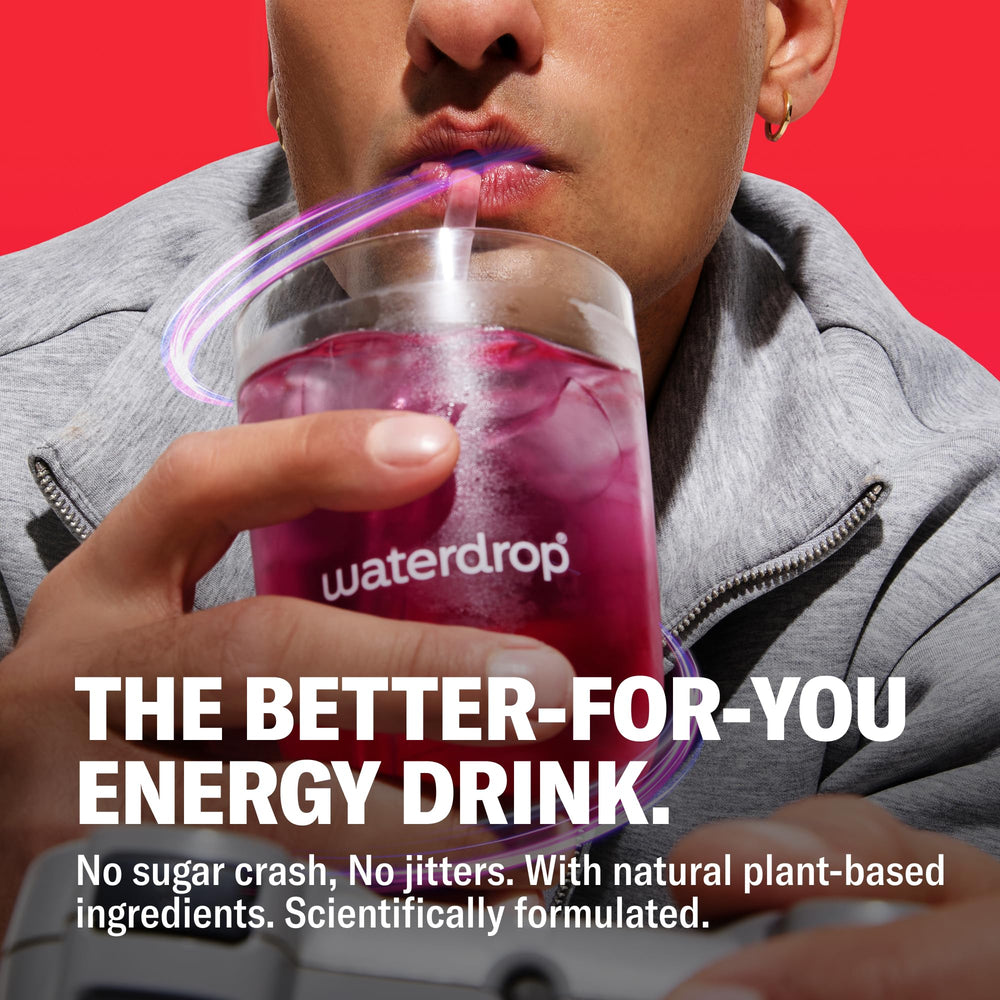 waterdrop MICRODRINK cubo disolviéndose en vaso con hielo para bebida refrescante