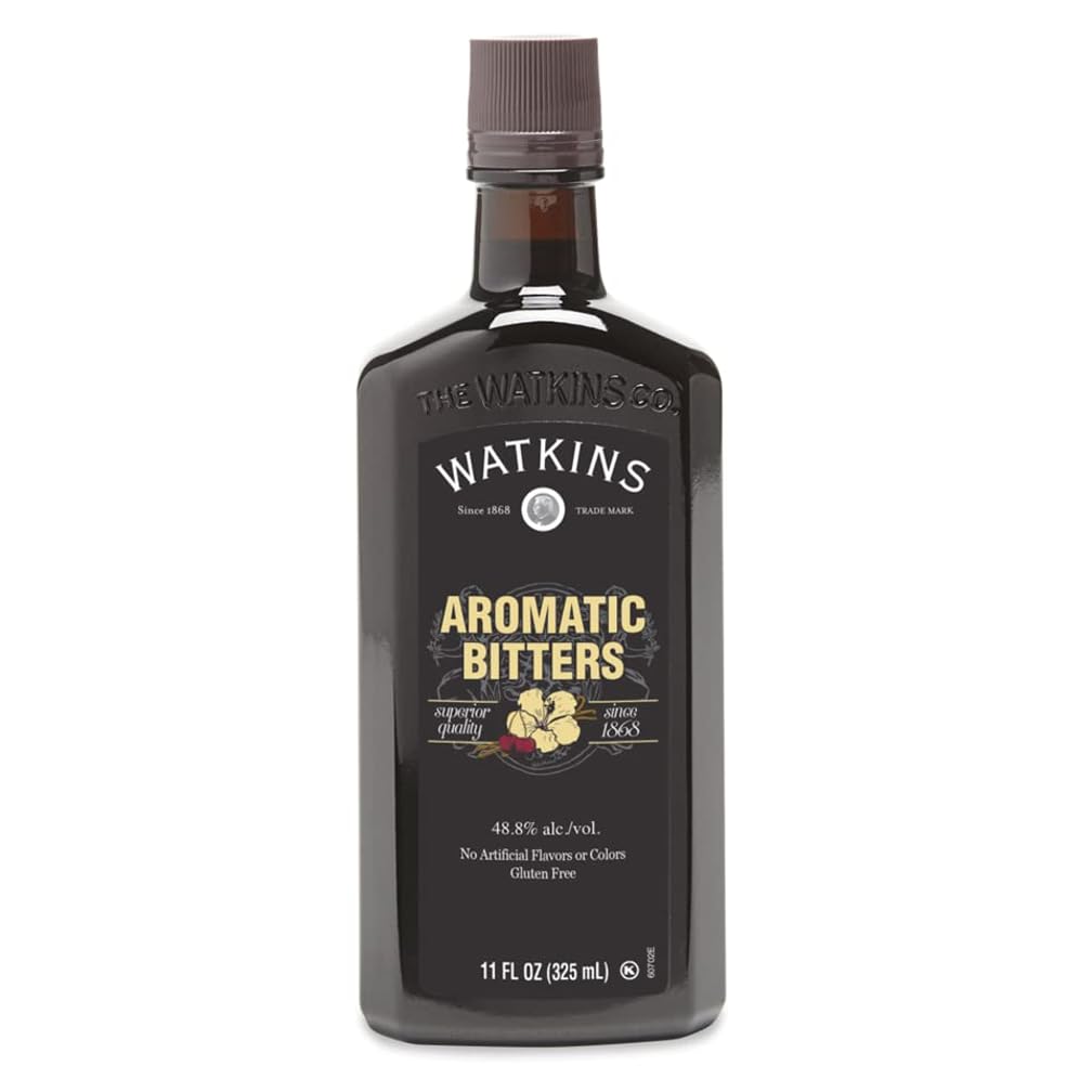 Watkins botella frontal 11 oz mostrando diseño ámbar y uso profesional