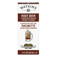 Watkins concentrado root beer vista frontal mostrando botellas y formato práctico