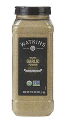 Watkins frasco de ajo en polvo 22 oz mostrado frontalmente para almacenamiento y uso