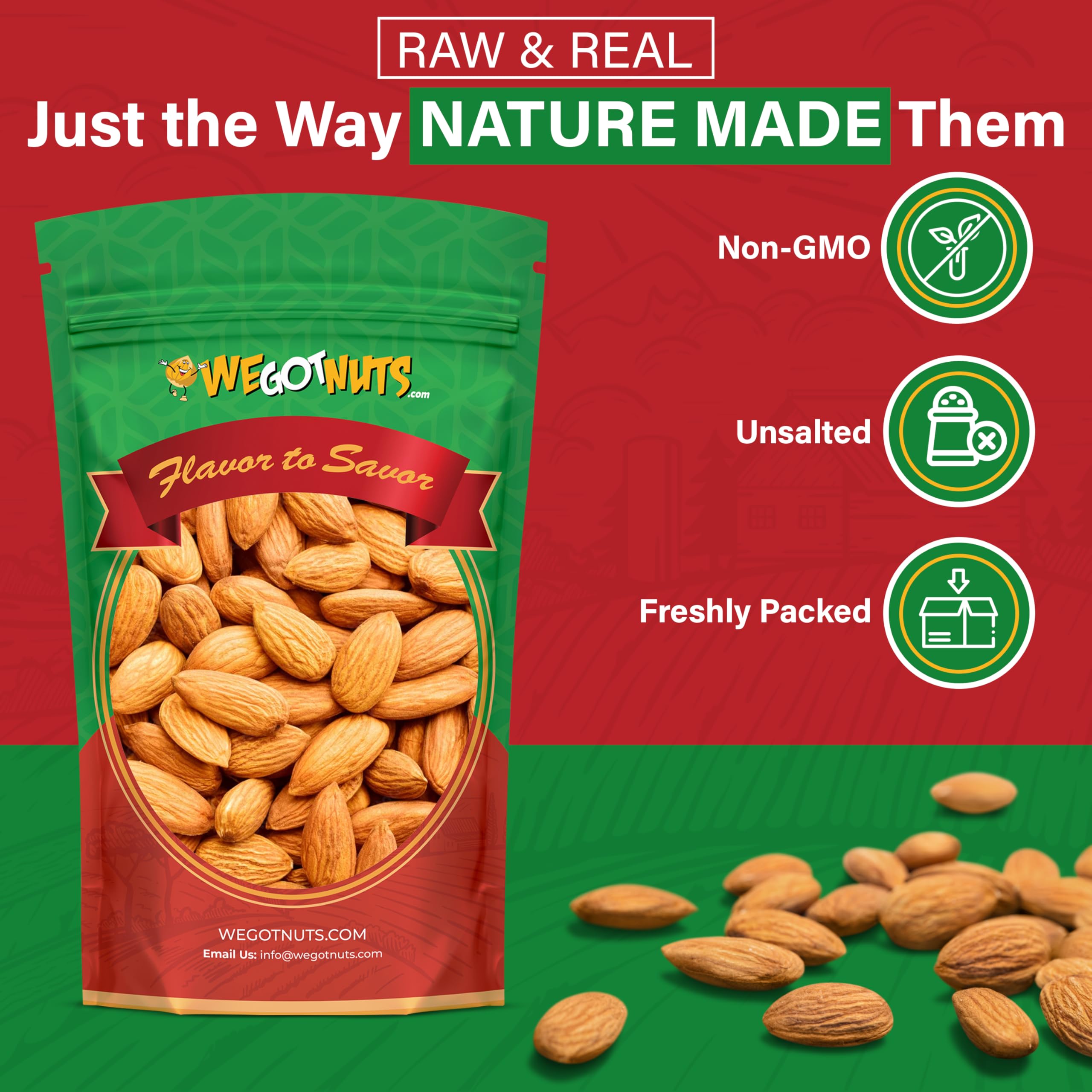 We Got Nuts almendras textura cerca destacando frescura y crujiente