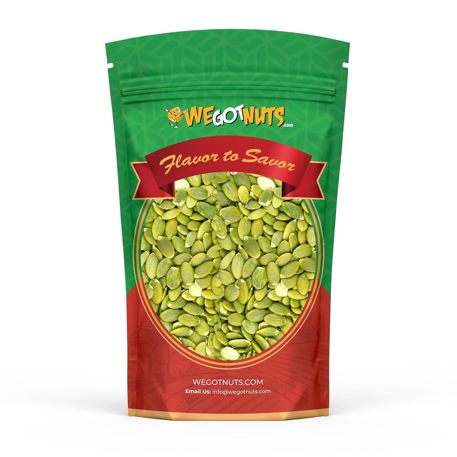 We Got Nuts bolsa frontal mostrando cantidad y sello sin conservantes