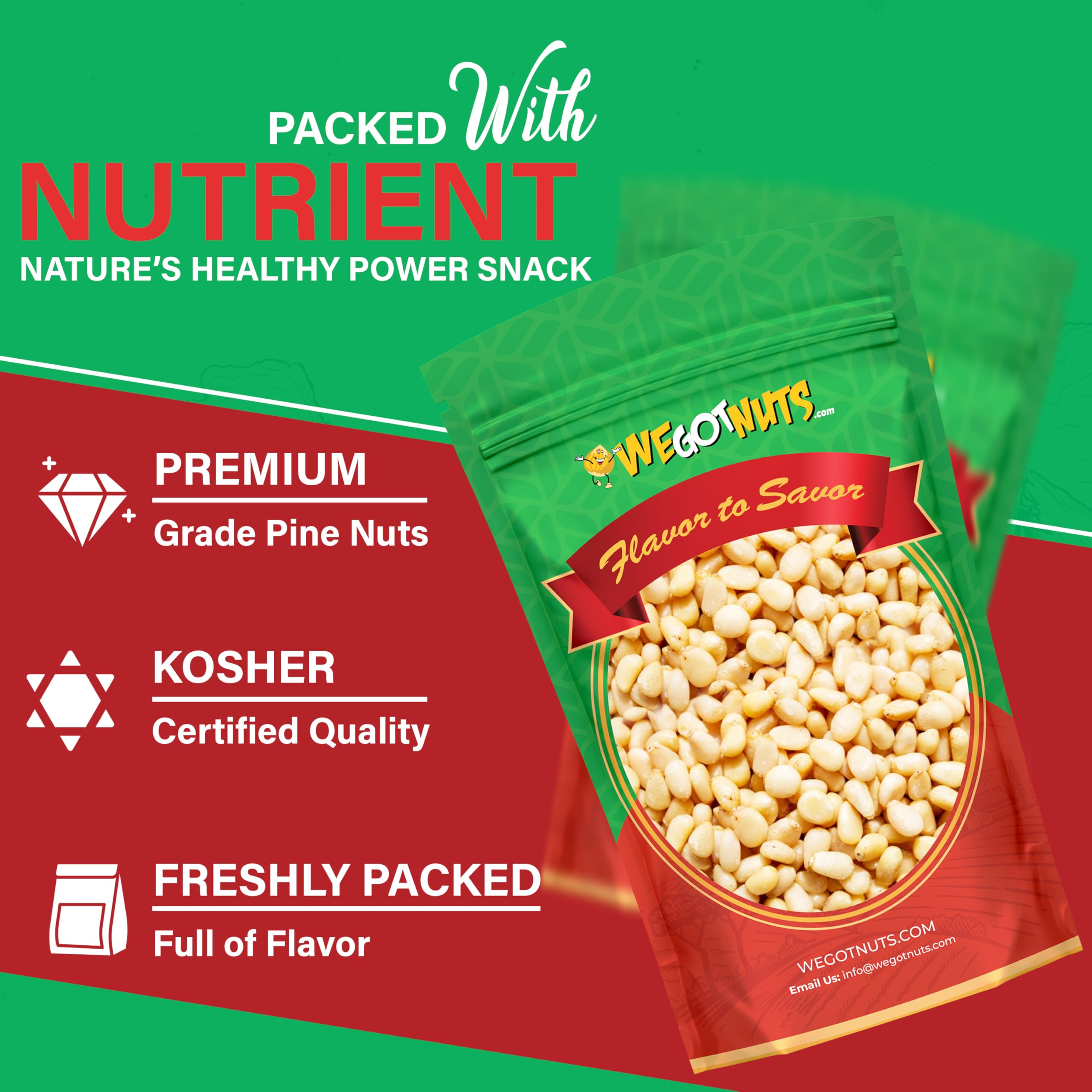 We Got Nuts cierre hermético y etiqueta kosher para confianza y conservación