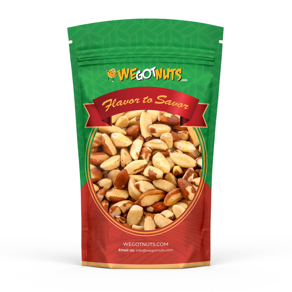 We Got Nuts paquete frontal mostrando sello al vacío y cantidad 3 lb, conveniencia