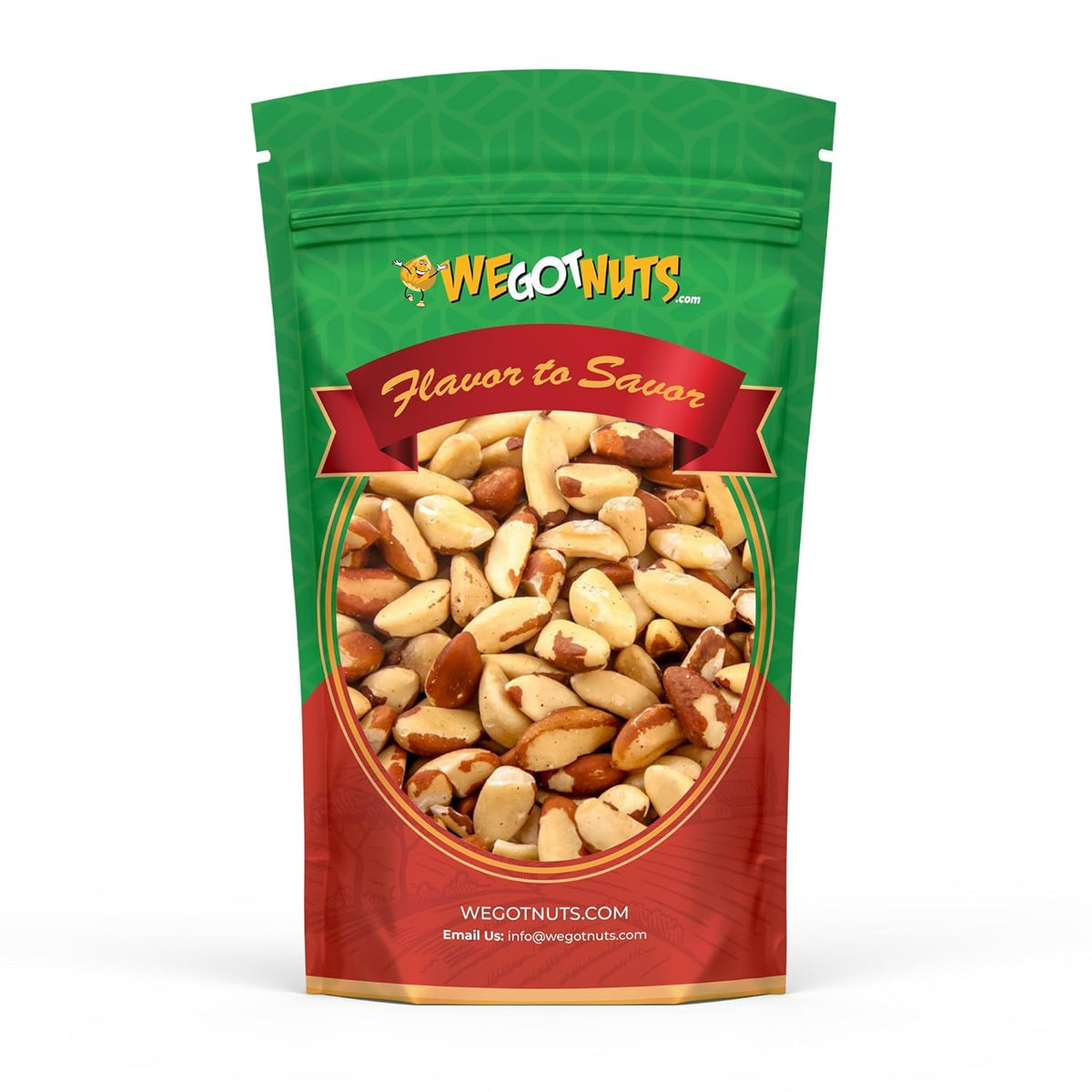 We Got Nuts paquete frontal mostrando 2 libras y ventaja resellable