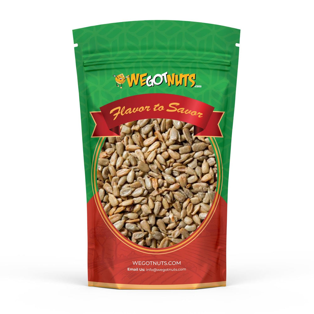 We Got Nuts semillas de girasol frontal mostrando la bolsa resellable y 4 lb
