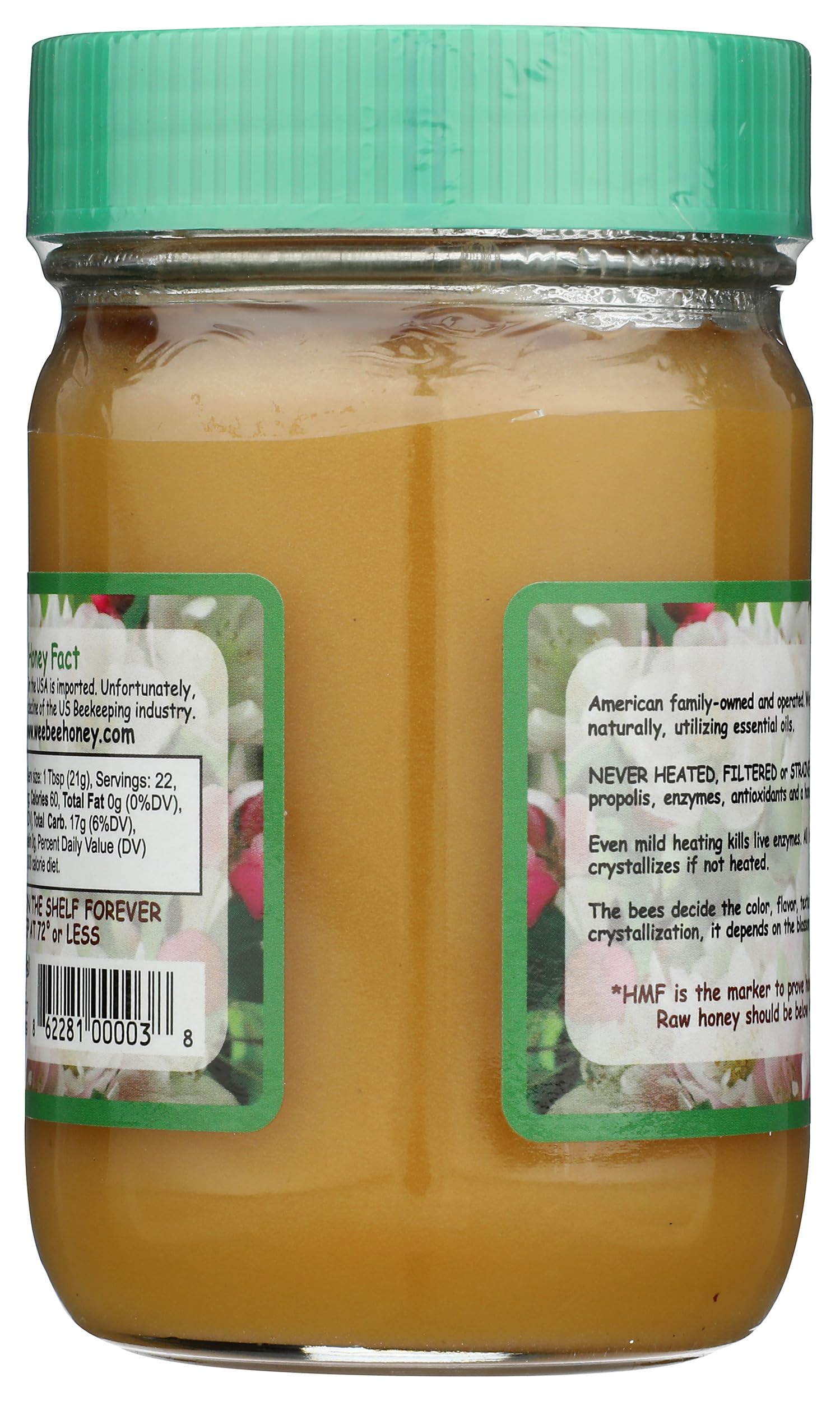 Wee Bee Honey primer plano de textura cruda y cristales, muestra autenticidad natural