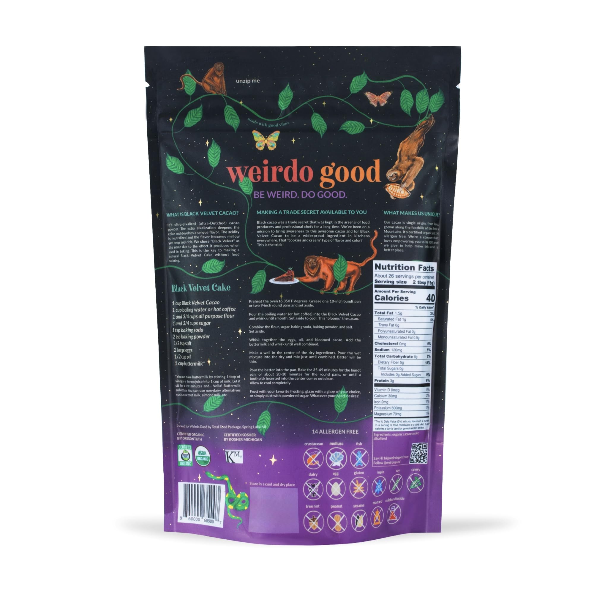 Weirdo Good ingredientes limpios en mesa, opciones seguras para dietas especiales
