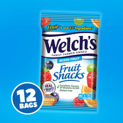 Welch's bolsa detalle de etiqueta con información de ingredientes y vitaminas Clara lectura