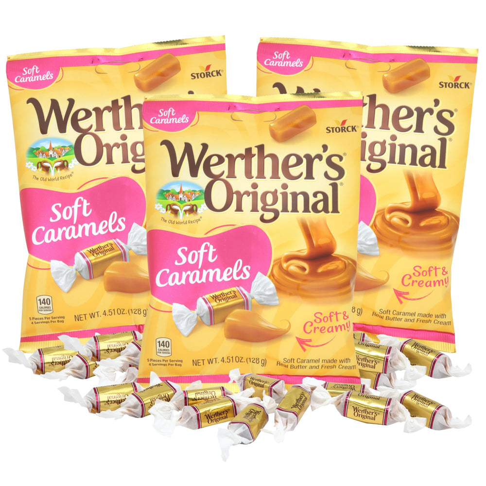Sweetzo Werther's Original frente del paquete mostrando diseño y tamaño