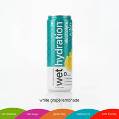 WET HYDRATION primer plano de etiqueta y textura que resalta ingredientes limpios