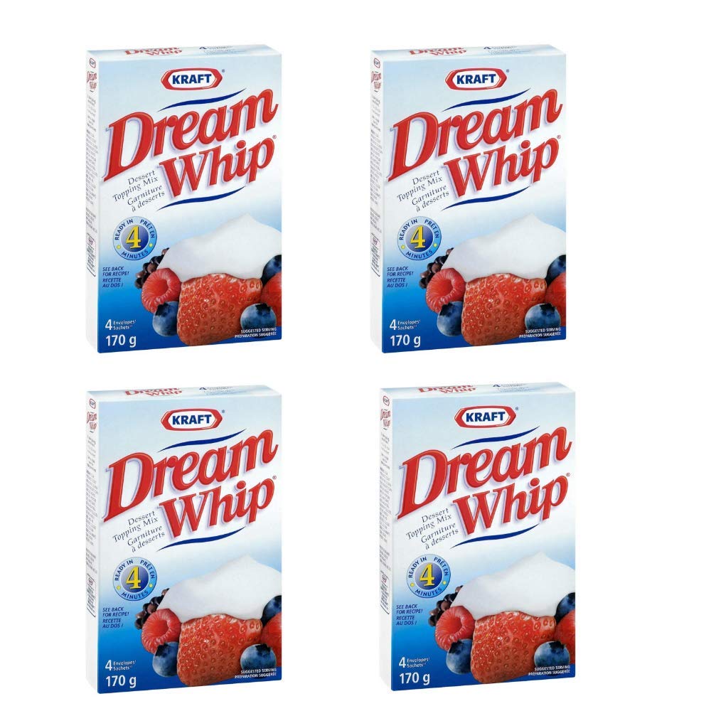 Whip Cream paquete frontal mostrando cuatro sobres y detalles importado de Canadá