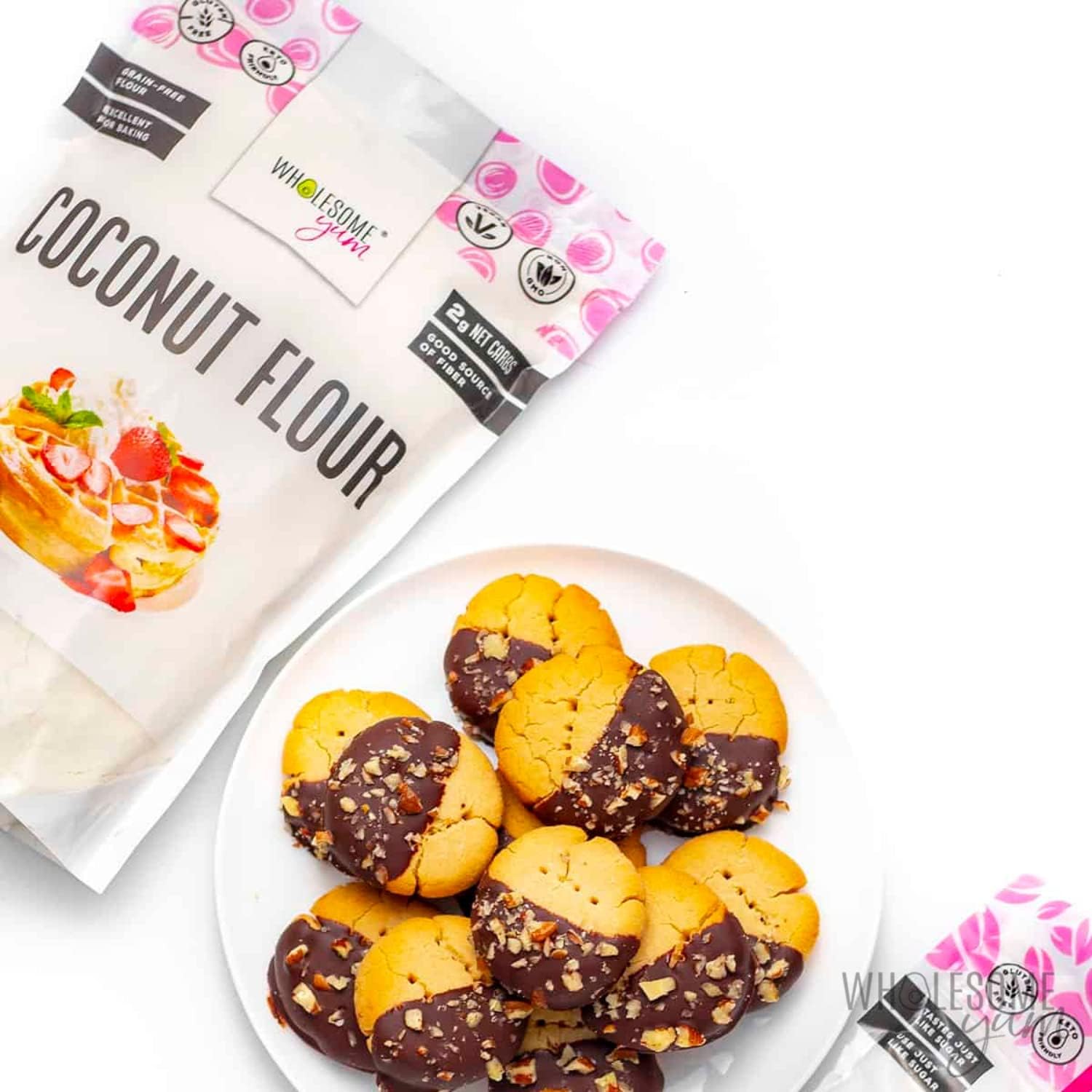 Wholesome Yum paquete doble de harina de coco orgánica, ahorro y reposición