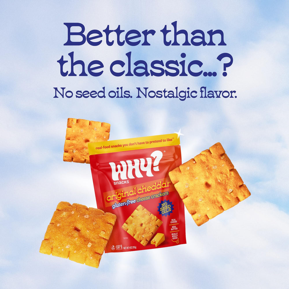 WHY? SNACKS ingredientes: cheddar y mantequilla orgánica calidad