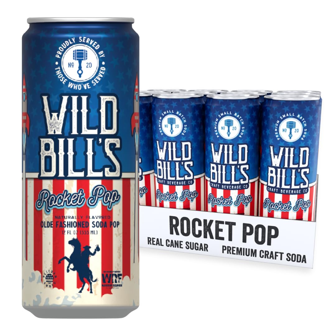 Wild Bill's paquete Rocket Pop frente del pack mostrando las doce latas y atractivo visual