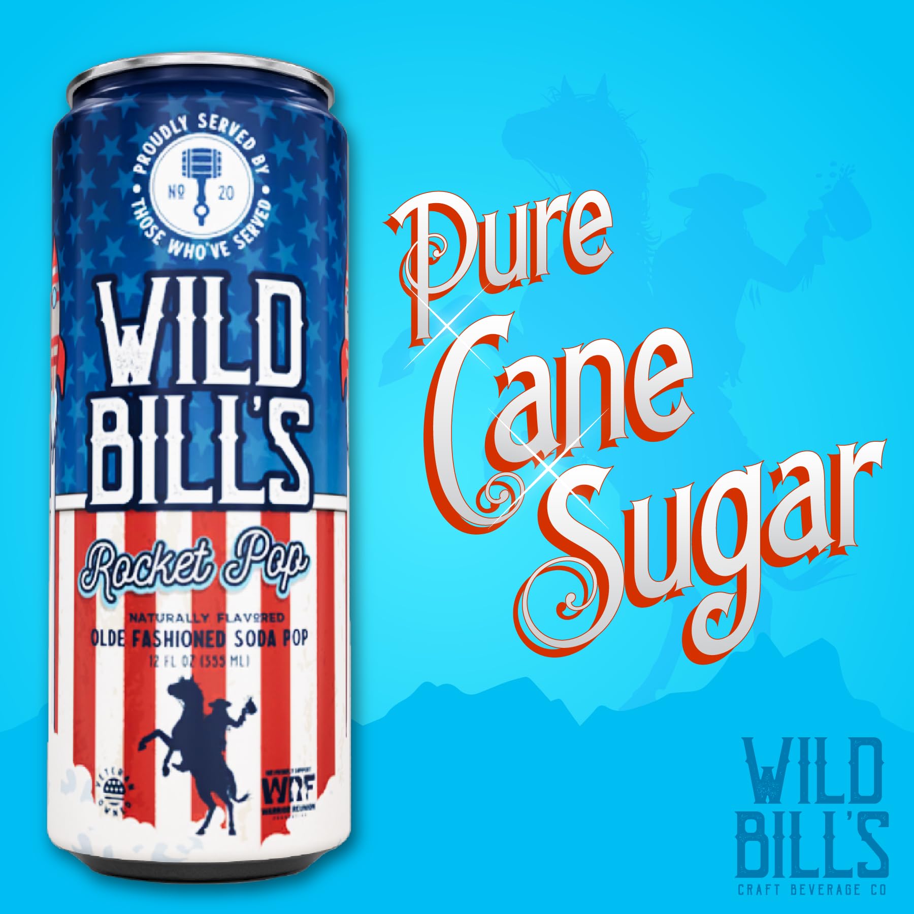 Wild Bill's lata Rocket Pop en mano para mostrar escala y facilidad de consumo