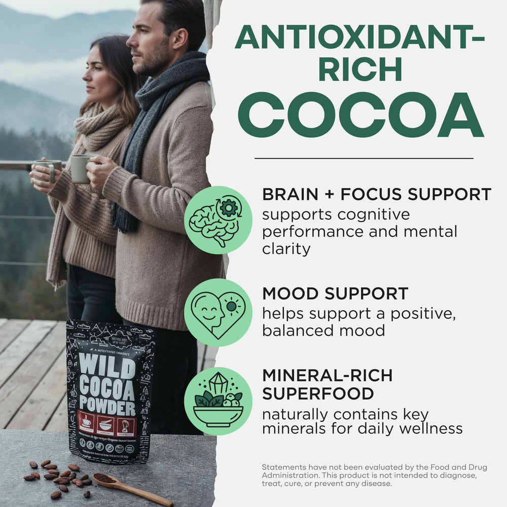 Wild Foods cacao en uso en batido cremoso, añade sabor intenso