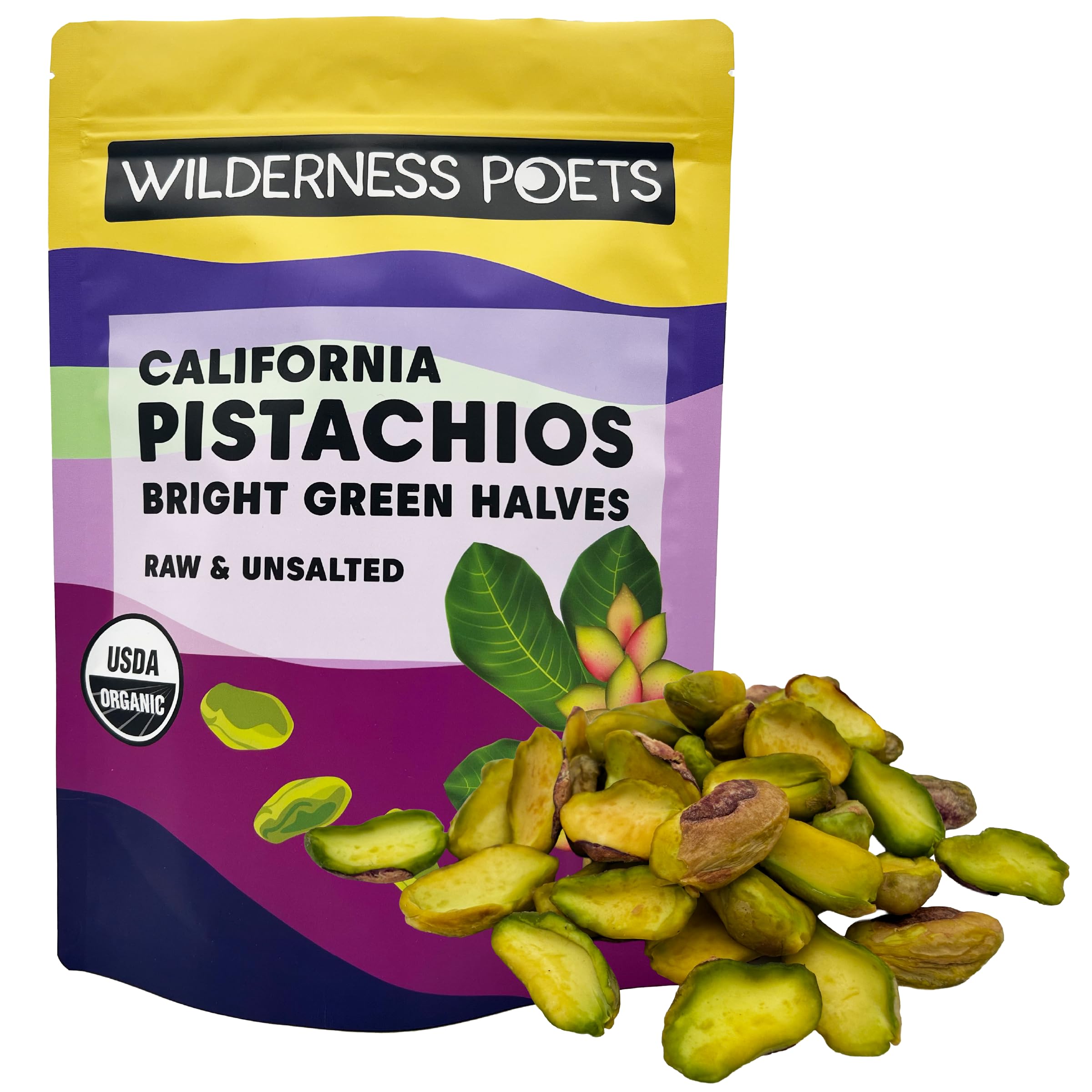 Wilderness Poets bolsa frontal de pistachos orgánicos, presenta ahorro y naturalidad
