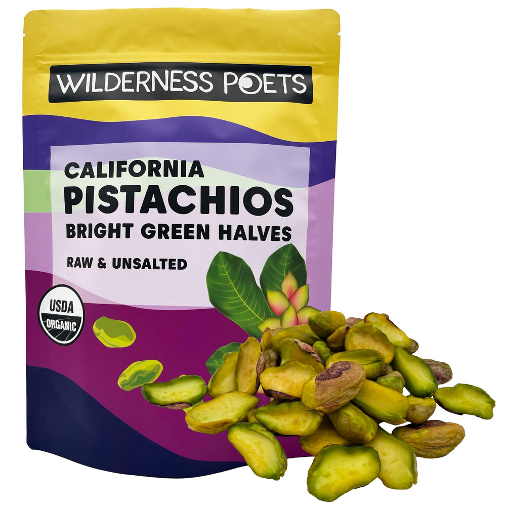 Wilderness Poets bolsa frontal de pistachos orgánicos, presenta ahorro y naturalidad
