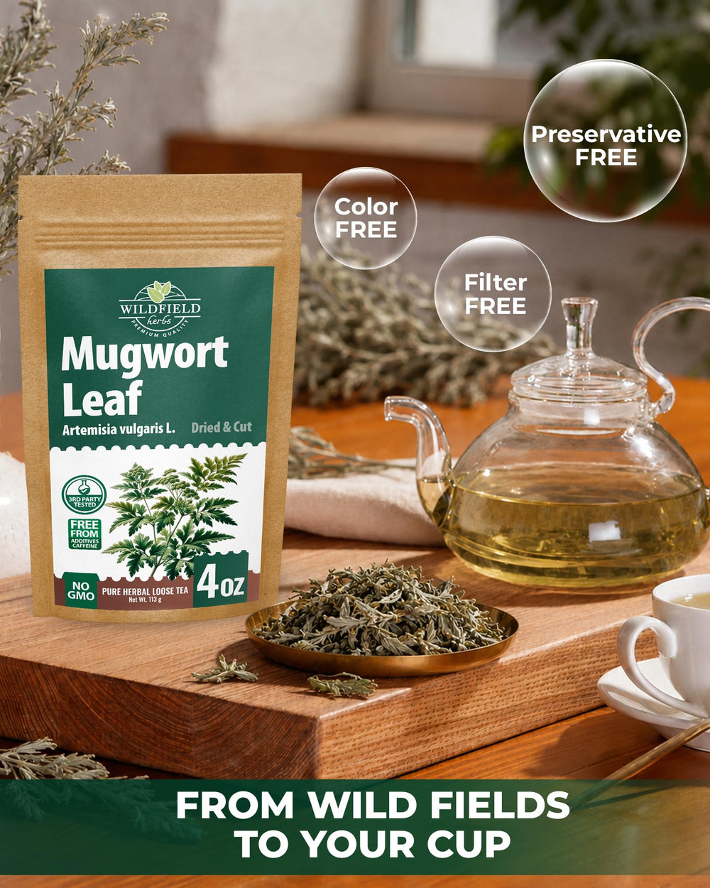 WILDFIELD HERBS medición de cucharas para preparar infusión precisa
