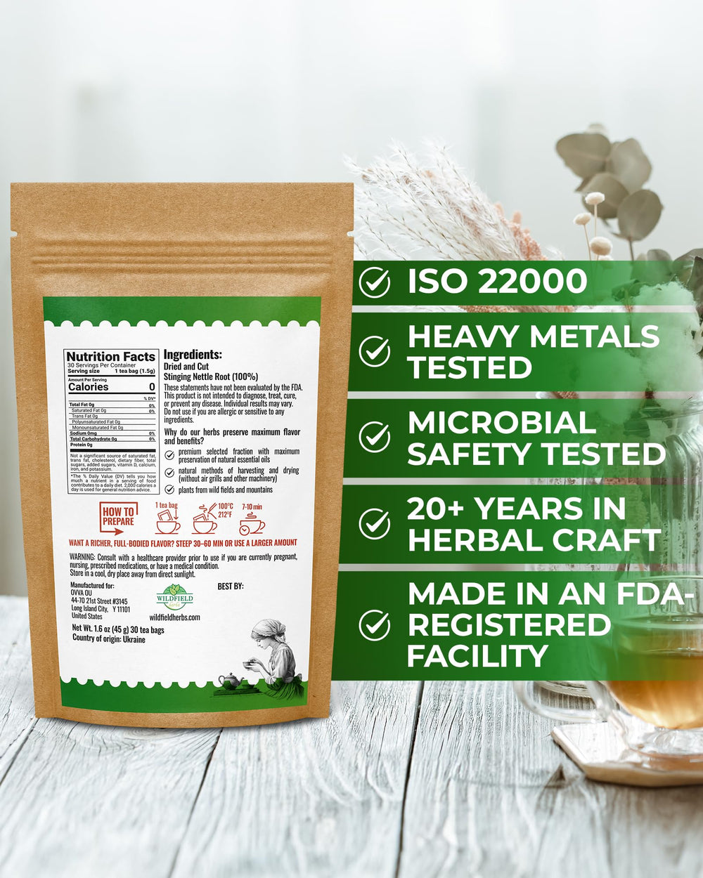 WILDFIELD HERBS bolsa individual cerca, cómoda y lista para infusionar