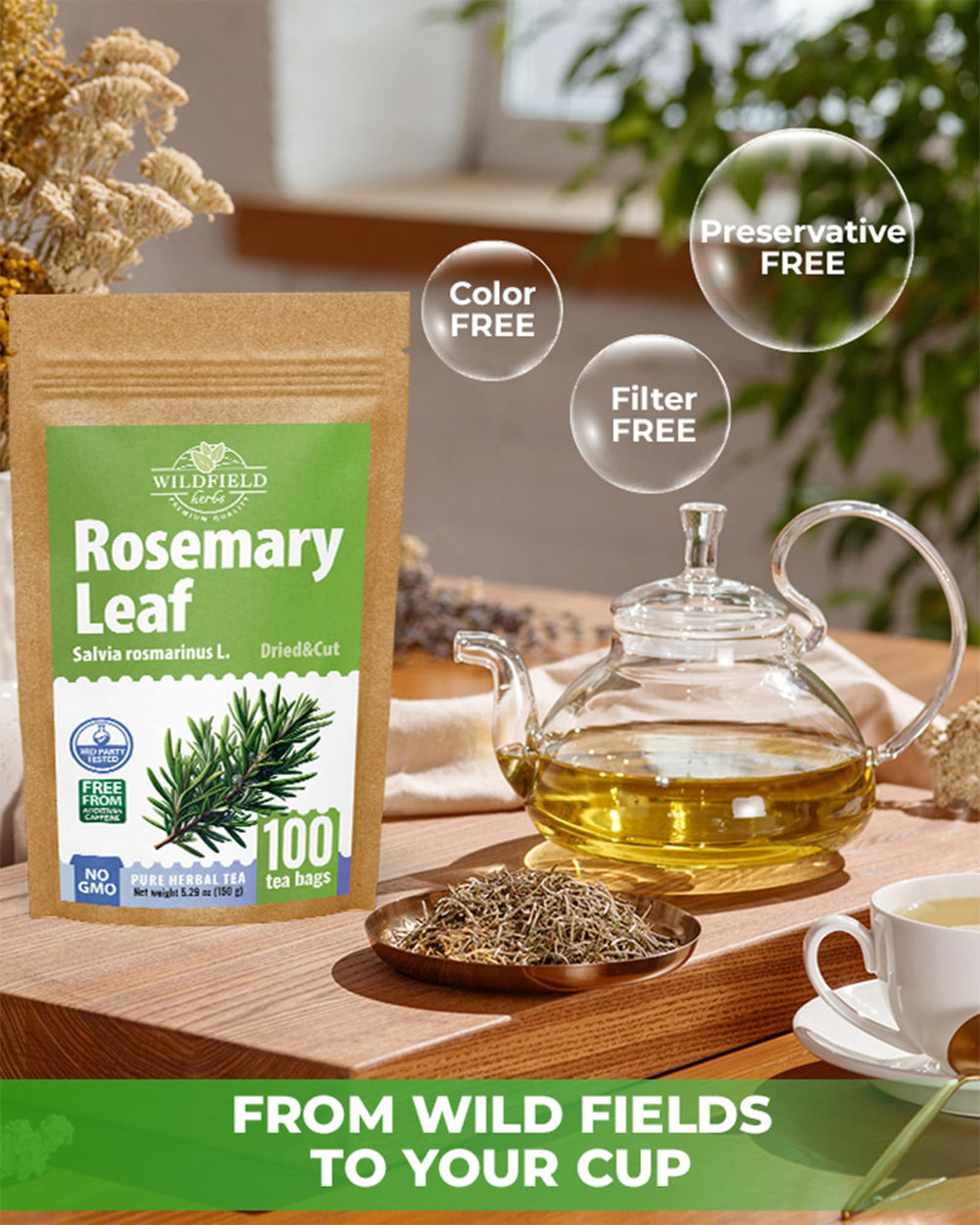 WILDFIELD HERBS comparación de tamaño con moneda para visualizar 1.5 g