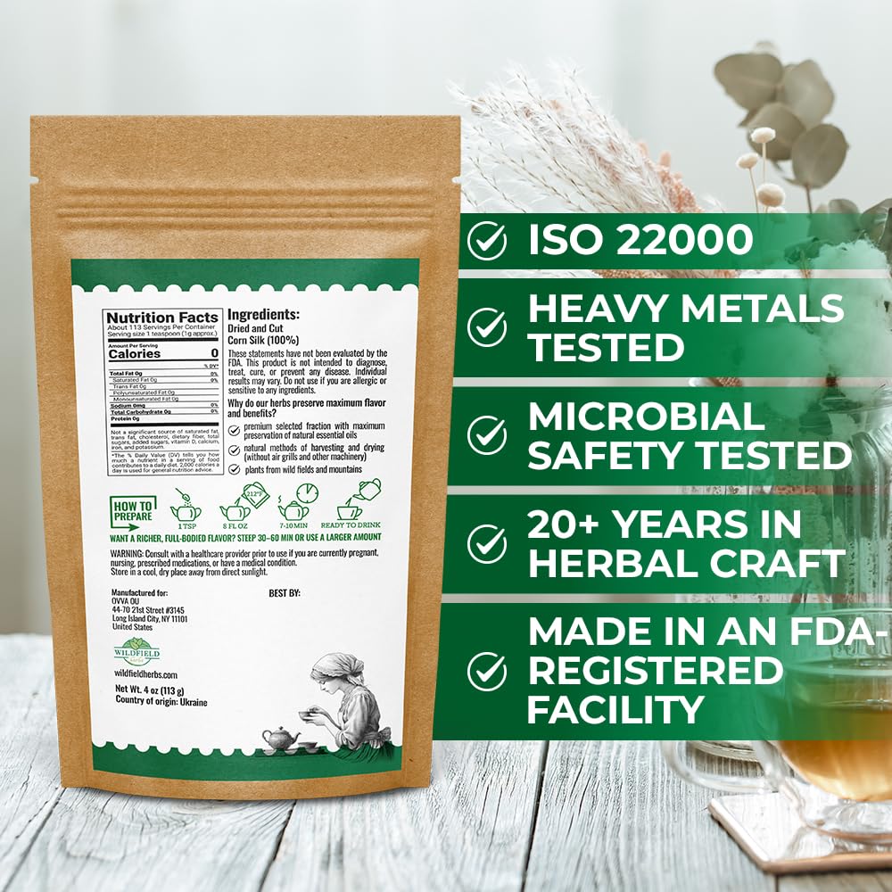 WILDFIELD HERBS taza de infusión preparada con barba de maíz en uso