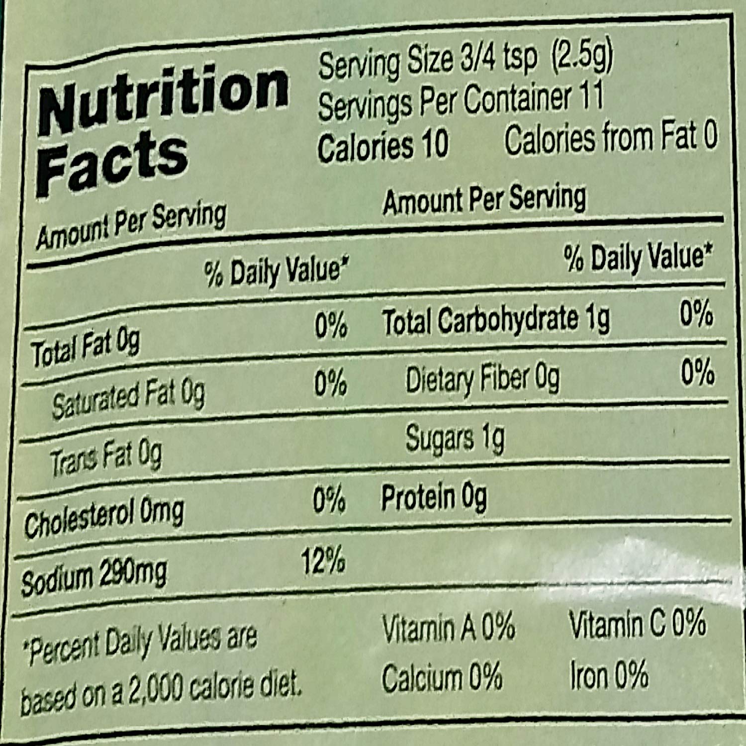 Wiley's etiqueta con información nutricional para control de ingredientes