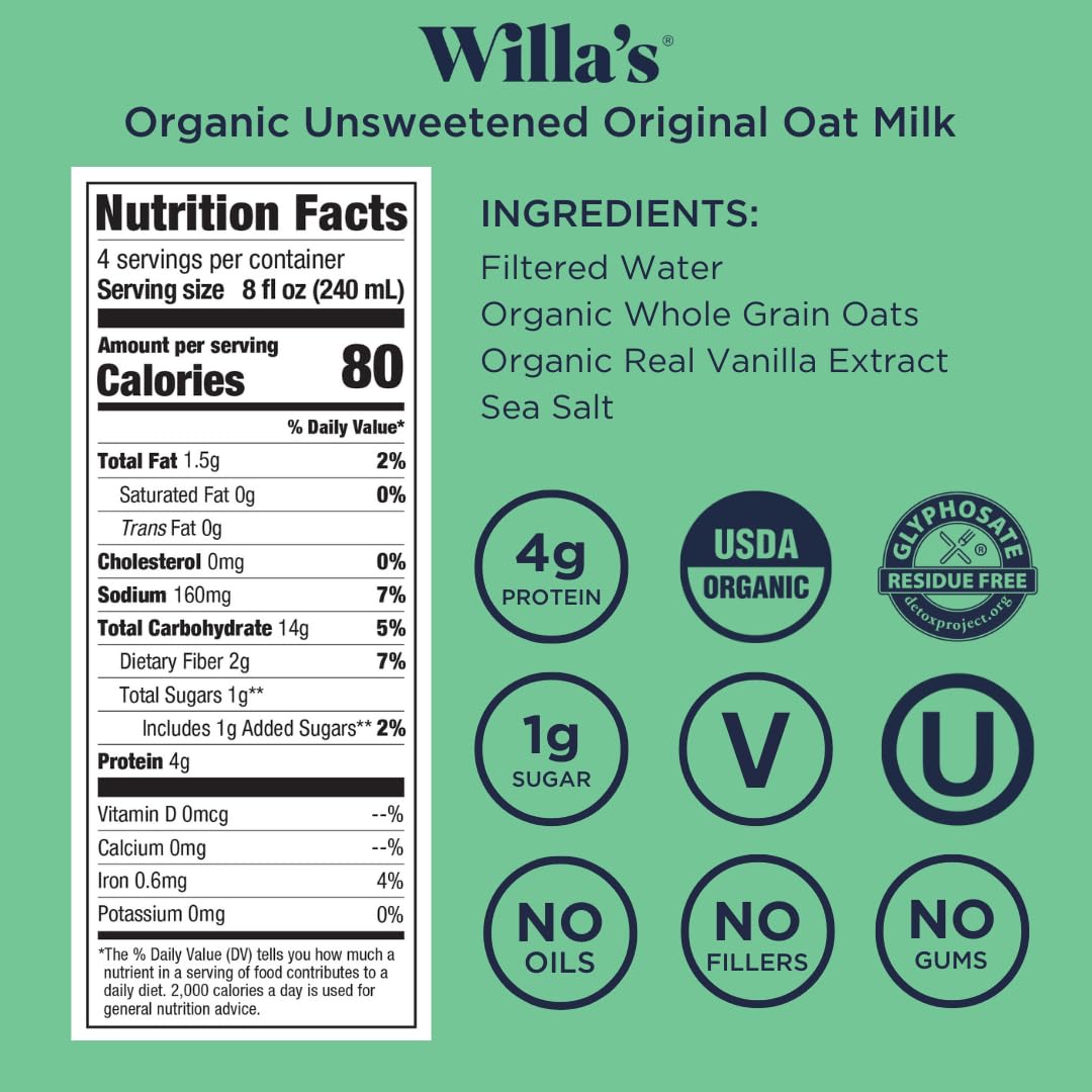 Willa's etiqueta con sellos orgánico y Non-GMO para confianza