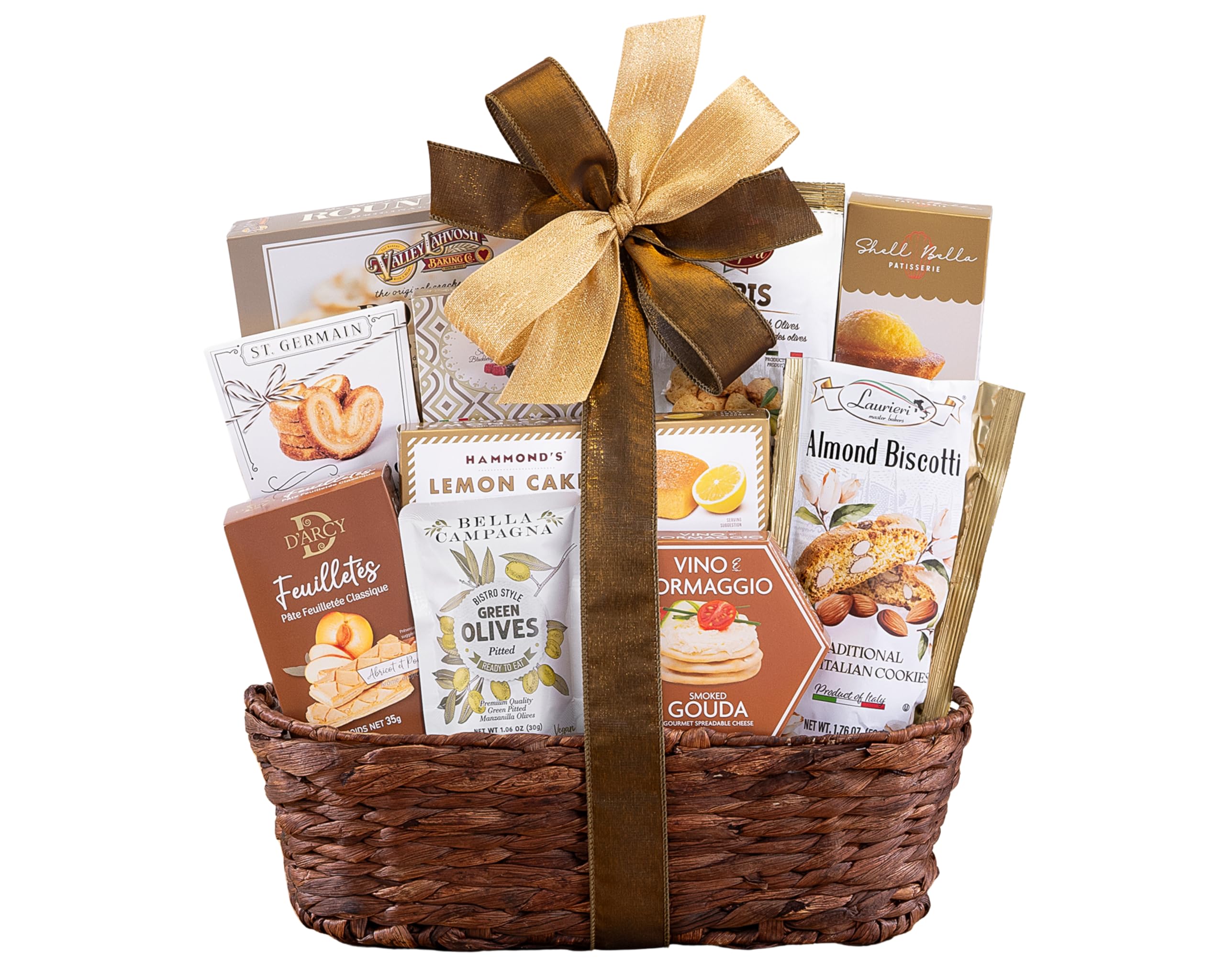 Wine Country Gift Baskets canasta The Bon Appetit vista frontal atractiva y lista para regalar
