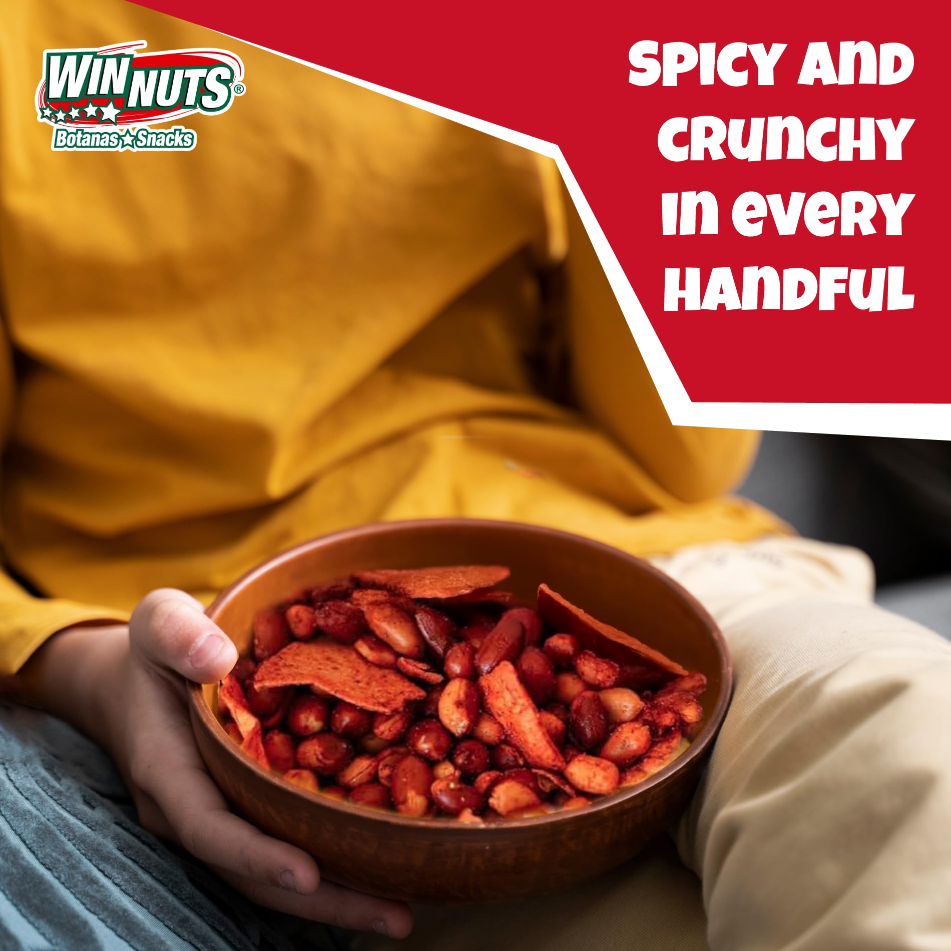 WINNUTS recubrimiento de chile en close-up que promete sabor intenso