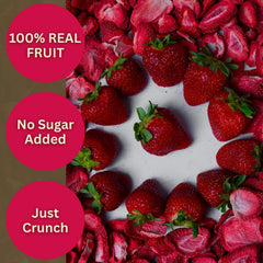 wise harvest bolsa abierta con fresas liofilizadas lista para comer