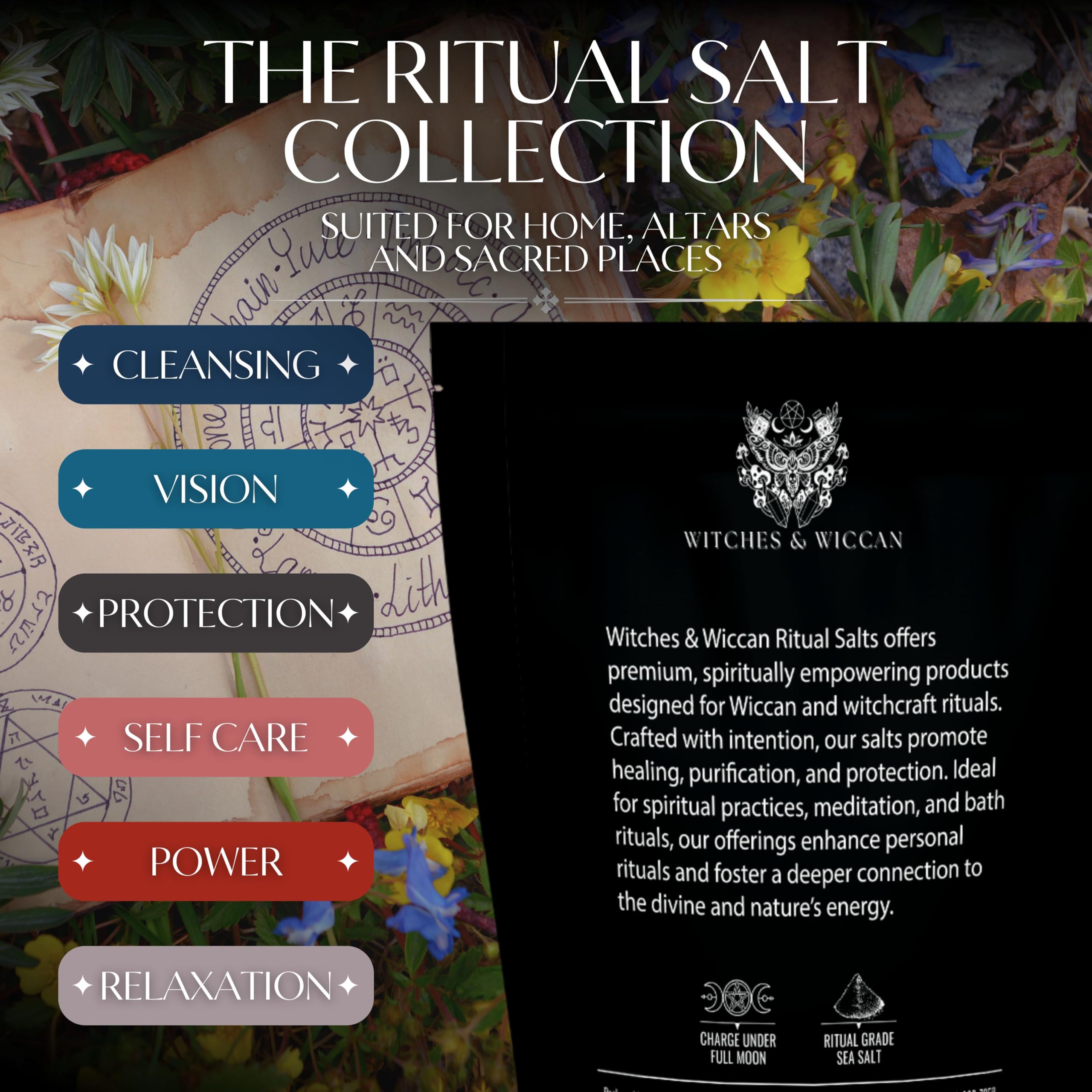 Witches & Wiccan cierre y presentación del pack como regalo, ideal para obsequios ceremoniales