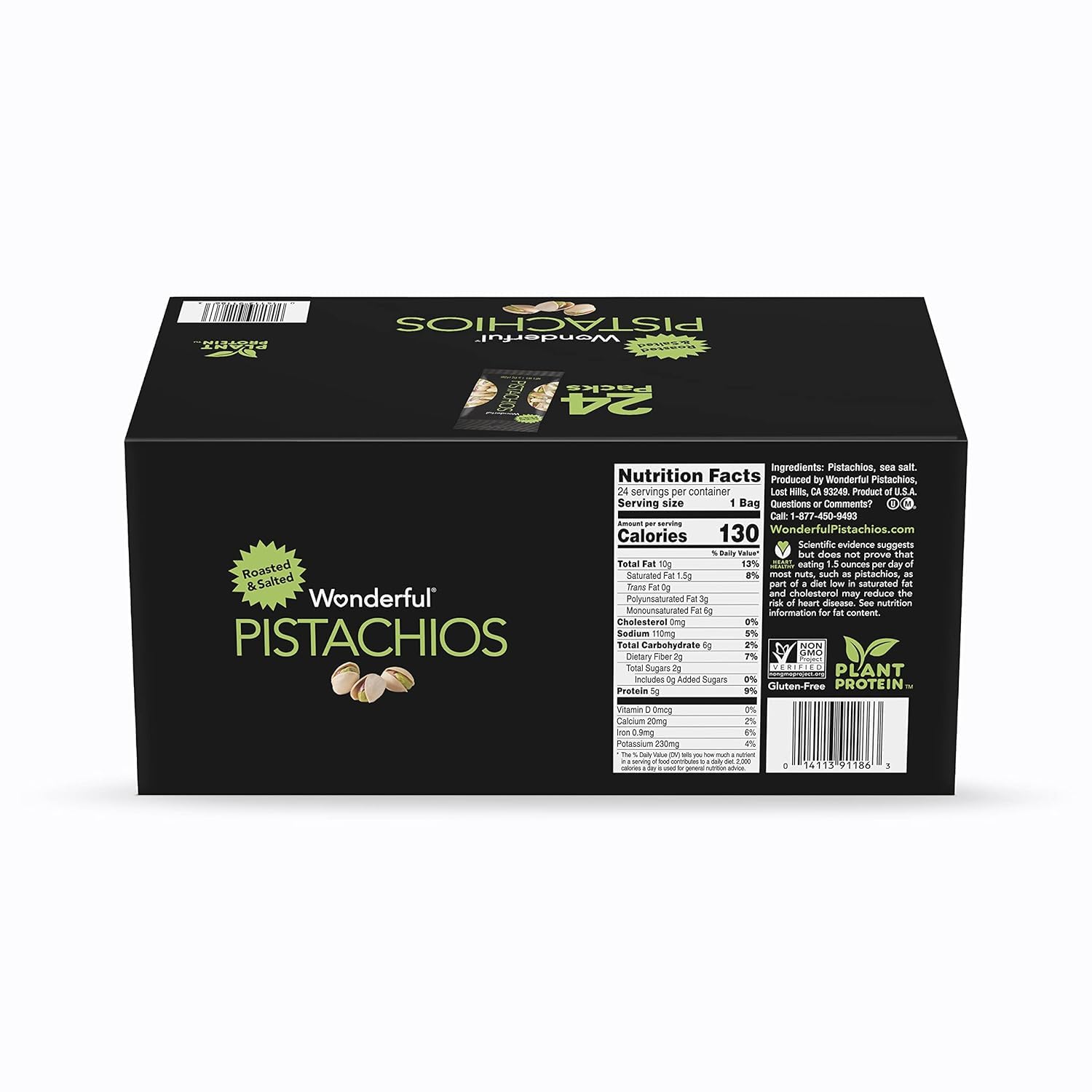 Wonderful Pistachios bolsa individual abierta con pistachos, lista para consumir