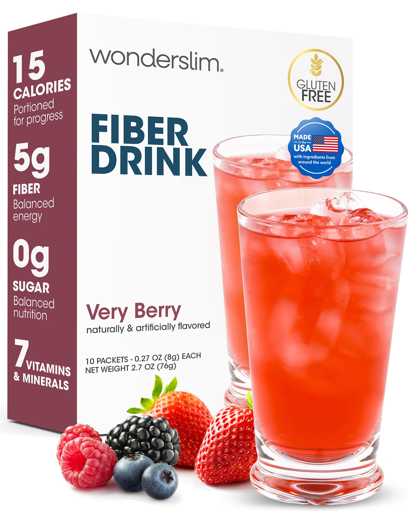 WonderSlim frente del empaque mostrando 10 sobres y beneficios