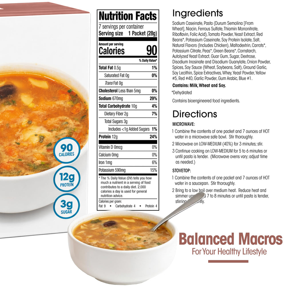 WonderSlim sopa servida en escritorio, opción práctica para la oficina
